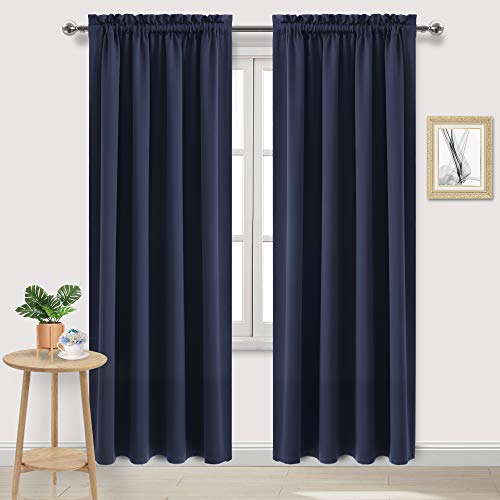 Blackout Curtains for Bedroom Living Room 52 x 84 Inch Long Navy (Navy / 52"W x 84"L (Pack of 2))