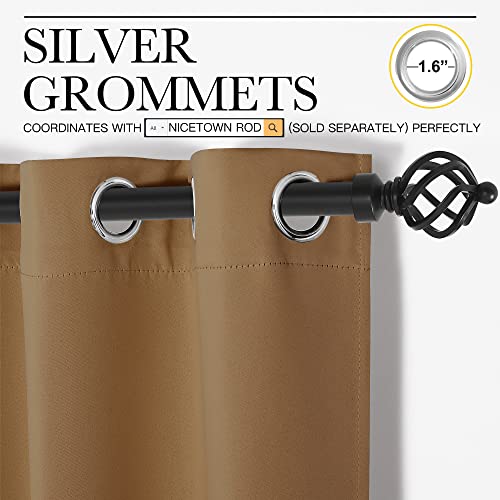 Sleek Blackout Curtains 63 inches Length for Small Windows (Gold Brown / 42"W x 63"L (Pack of 2))