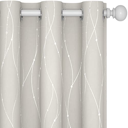 Living Room Curtains 45 Inches Long (Light Beige/Wave Dots / 42"W x 45"L (Pack of 2))