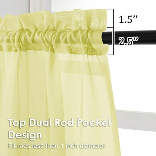 Sheer Curtains 63 inch Length 2 Panels Set for Bedroom Living Room (Light Yellow / 42"W x 63"L (Pack of 2))