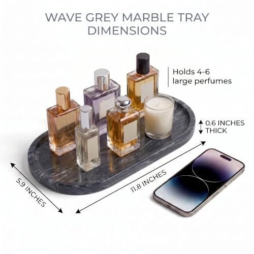 Wave Grey Oval Marble Tray (Wave Grey / 11.8" x 5.9" x 0.6")