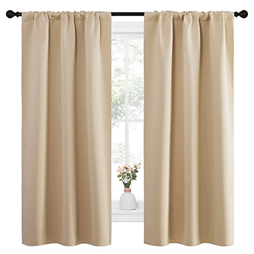 Blackout Room Darkening Curtains (Biscotti Beige / 34"W x 63"L (Pack of 2))