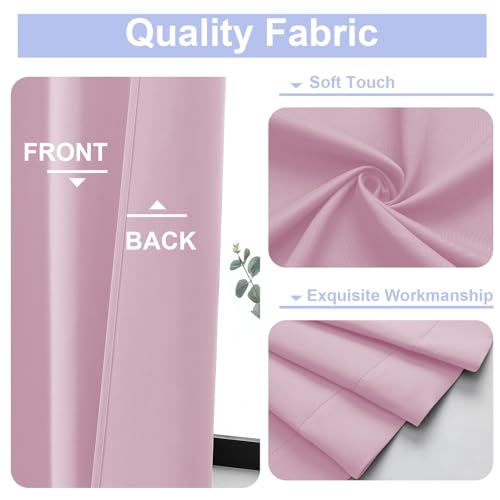 Ava Pink Short Blackout Curtains for Bedroom 45 Inches Long 2 Panels Set (Pink / 40"W x 45"L (Pack of 2))