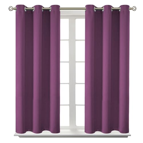 Short Curtains for Small Window 45 Inch (Eggplant Purple / 38"W x 45"L (Pack of 2))