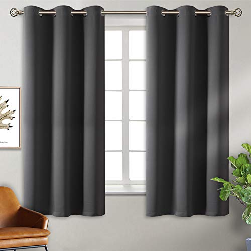 Blackout Curtains for Bedroom (Dark Grey / 38"W x 63"L (Pack of 2))