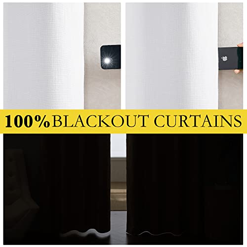 100% Absolutely Blackout Linen Curtains with Thermal Insulated White Liner (42"W x 54"L (Pack of 2) / White)