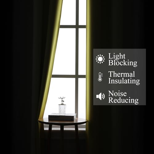 Black and Yellow Ombre Blackout Curtains 72 Inches Long (Black and Yellow / 42"W x 72"L (Pack of 2))