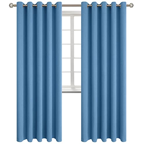 Denim Blue Blackout Curtains for Living Room 84 Inch Long (Faded Denim / 70"W x 84"L (Pack of 2))