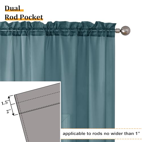 Dusty Blue Sheer Curtains 63 Inch Length 2 Panels Set (40"W x 63"L (Pack of 2) / Dusty Blue)