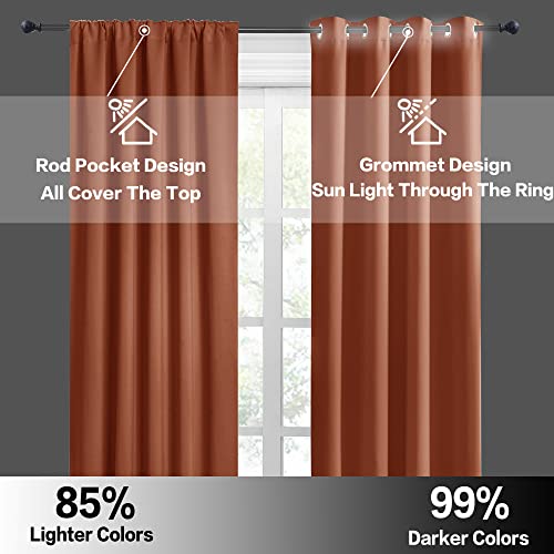Blackout Curtains for Bedroom Living Room Nursery 72 inches Long (Burnt Orange / 42"W x 72"L (Pack of 2))