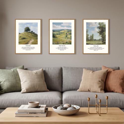 Christian Bible Framed Canvas Wall Art Set (Bible Verse Canvas Wall Art / 12"L x 16"W)