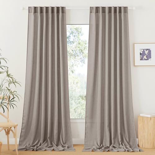 Sheer Curtains 102 inches (Birch Brown / 52"W x 102"L (Pack of 2))