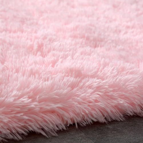 Shag Area Rugs for Bedroom Living Room (Pink / 5' x 8' (Rectangular))