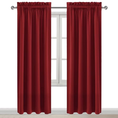Blackout Curtains for Bedroom Living Room 38 x 84 Inch Long Burgundy (Burgundy / 38"W x 84"L (Pack of 2))