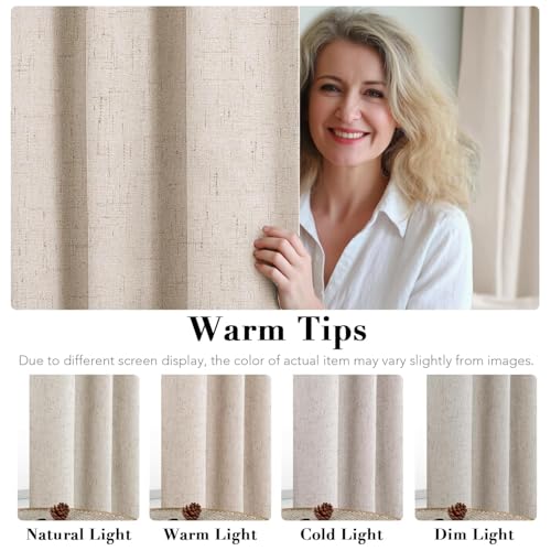 100% Blackout Linen Curtains 90" L 2 Panels Natural (Natural / 52"W x 90"L (Pack of 2))