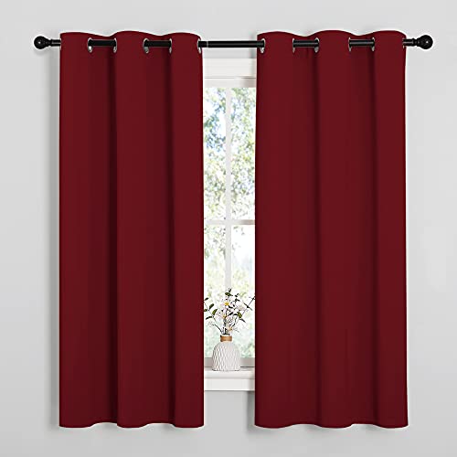 Burgundy Red Blackout Curtains for Laundry 42" w x 48" L 2 Panels (Burgundy Red / 42"W x 48"L (Pack of 2))