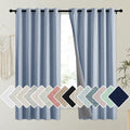 Stone Blue Vintage Linen 100% Blackout Curtains for Kitchen (62"W x 63"L (Pack of 2) / Stone Blue)