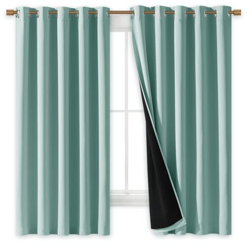 Aqua Blue 100% Blackout Lined Curtains (Aqua Blue / 70"W x 63"L (Pack of 2))