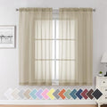 Taupe Sheer Curtains 63 Inches Long 2 Panels Set (40"W x 63"L (Pack of 2) / Taupe)