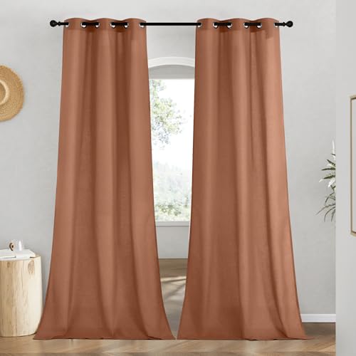 Caramel Linen Curtains for Kitchen (Caramel / 55"W x 90"L (Pack of 2))