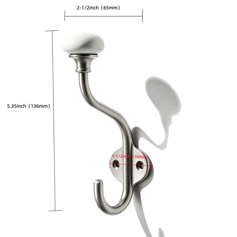 5 Pack Zinc Alloy Brushed Satin Nickel Coat Hooks Modern (Brushed Satin Nickel)