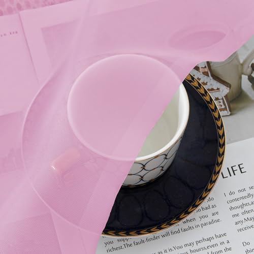 Sheer Curtains 63 Inch Length 2 Panels (Pink / 42"W x 63"L (Pack of 2))