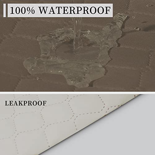 Double Protection 100% Waterproof Loveseat Sofa Covers for Living Room (Camel/Ivory / Loveseat Medium)
