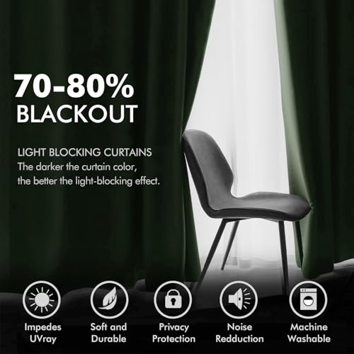 Velvet Curtains Olive Green 52 x 72 Inch Length Set of 2 (Olive Green / 52"W x 72"L (Pack of 2))