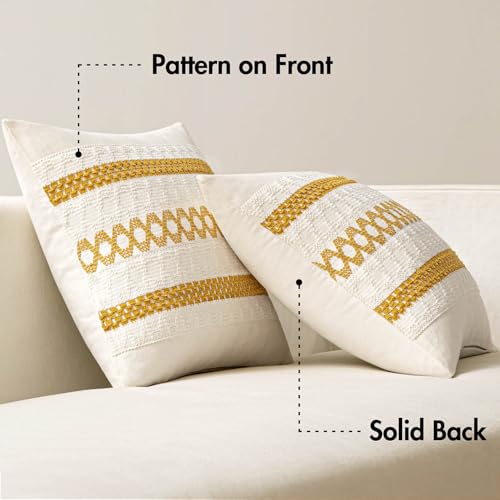 Set of 2 Mustard Yellow Boho Decorative Pillow Covers 20x20 Inch (20" x 20" (Pack of 2) / Mustard Yellow)