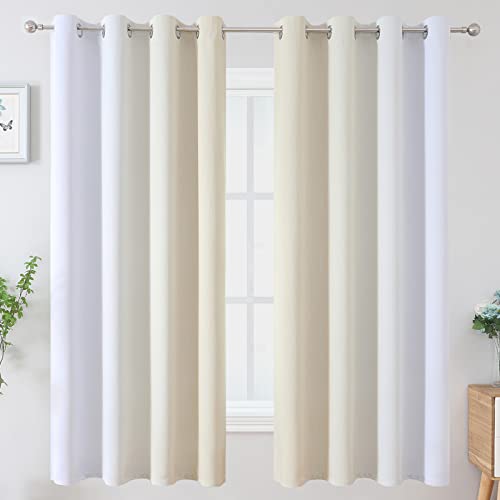 Beige and Grayish White Ombre Blackout Curtains for Bedroom 63 Inches Long (Beige and Greyish White / 52"W x 63"L (Pack of 2))