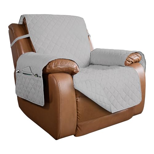 Reversible Recliner Chair Covers Couch Covers for Dogs (Large Recliner / Light Gray/Light Gray)