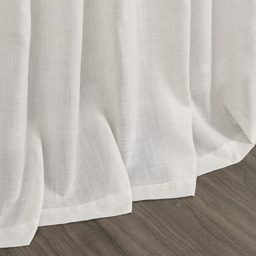 Natural Linen Curtains for Living Room 86 Inches Long Rustic Farmhouse Decor Light Filtering Semi Sheer Curtain Back Tab and Rod Pocket Luxury Drapes for Bedroom Office 52x86 (52"W x 86"L (Pack of 2) / Natural Linen)
