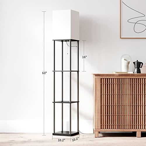 Floor Lamp with Shelves (Black Square / 4-Tier)
