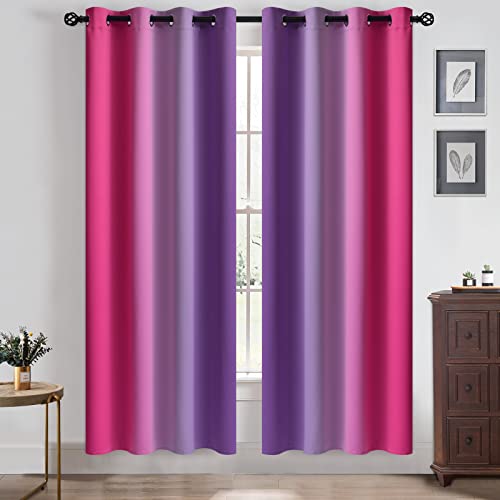 Ombre Pink and Purple Curtains for Bedroom (52"W x 72"L (Pack of 2) / Pink and Purple)