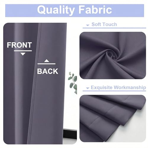 Blackout Extra 10ft Curtains for Patio 120 Inches Long 2 Panels Set (Greyish Purple / 50"W x 120"L (Pack of 2))