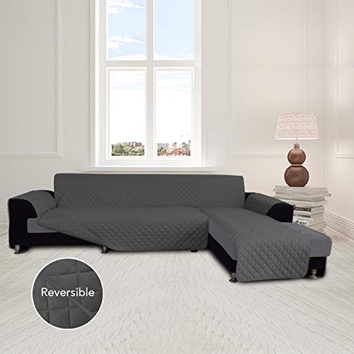 Reversible L Shape Sectional Couch Cover (X-Large / Dark Gray/Dark Gray)