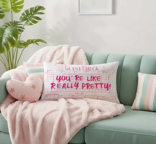 Pink Bow Inspirational Throw Pillow Covers 20x12 (Pink Bow 20x12 Inch)