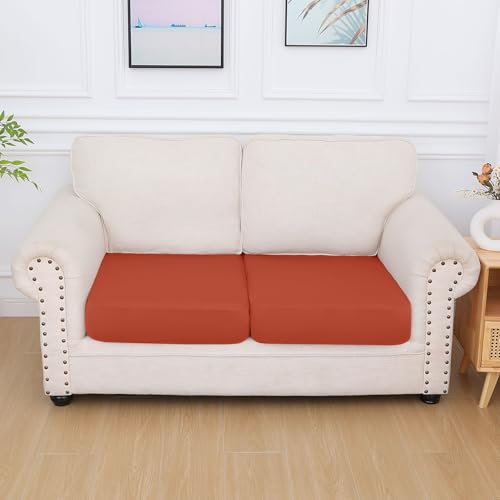 Milk Silk Couch Cushion Covers (Rust / Seat Cover 2 Pack)