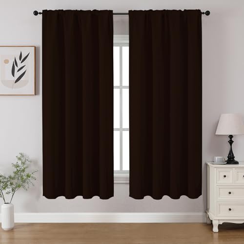 Blackout Curtains 54 inch Length 2 Panels Set (Chocolate / 52"W x 54"L (Pack of 2))