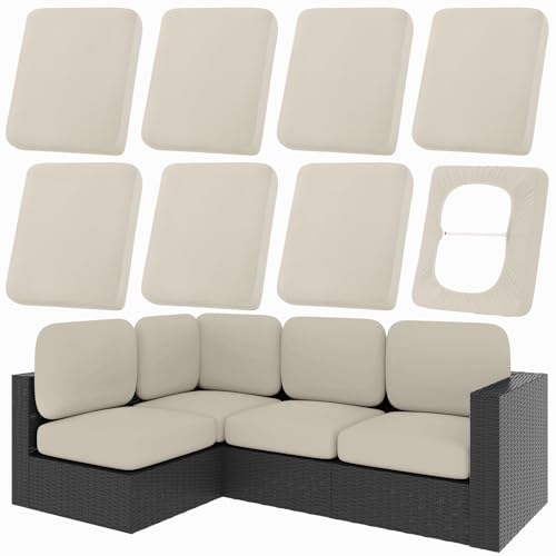 8Pcs Patio Cushion Covers (Taupe / 8PCS)