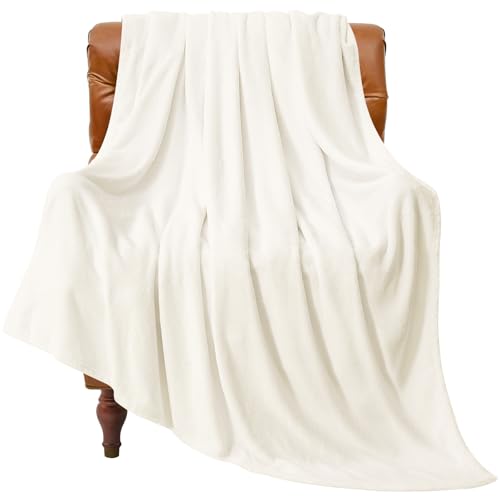 Fleece Blanket Soft Plush Throw for Couch Cream 50"x70" (Cream / Throw XL(50"x70"))
