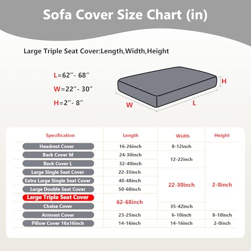 Couch Cushion Covers for Sofa Couch Covers Wear (Texture-light Gray / Large Triple Seat Cover)