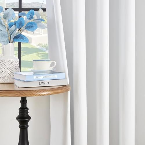 Curtains 84 Inches Long 2 Panels Set (Pure White / 52"W x 84"L (Pack of 2))