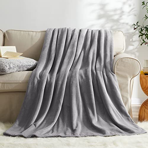 Fleece Blanket King Size Grey Lightweight Super Soft Cozy Luxury Bed Blanket Microfiber (Grey / King(108"x90"))