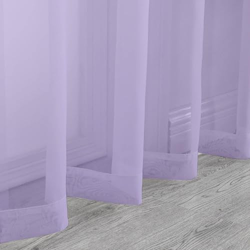 Sheer Lilac Tier Curtains 24 Inch Length (Lilac / 42"W x 24"L (Pack of 2))