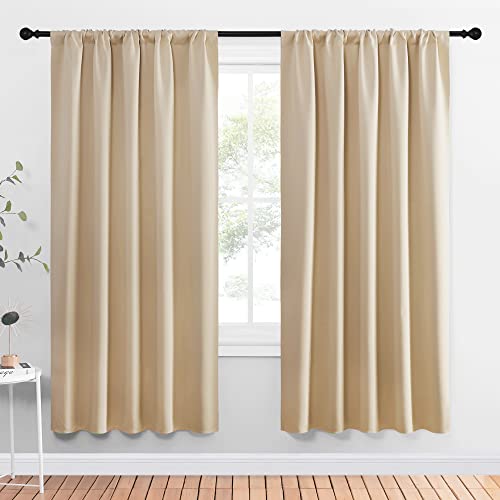 Room Darkening Curtains for Bedroom (Biscotti Beige / 52"W x 72"L (Pack of 2))