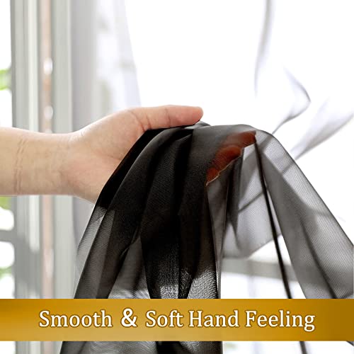 Black Curtains 36 inches Long 2 Panels (40"W x 36"L (Pack of 2) / Black)