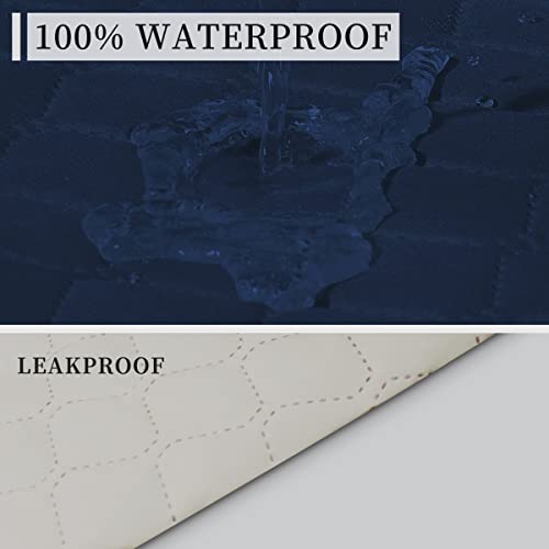 Double Protection 100% Waterproof Sofa Covers for Living Room (Navy/Ivory / Sofa X Large)