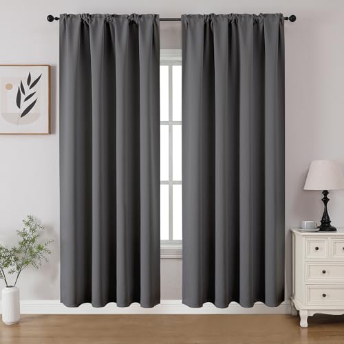 Light Grey Blackout Curtains 72 inch Length 2 Panels Set (Light Grey / 52"W x 72"L (Pack of 2))