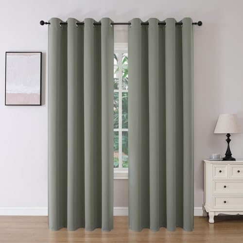 Blackout Curtains 95 Inch Length 2 Panels Set (Sage Green / 52"W x 95"L (Pack of 2))